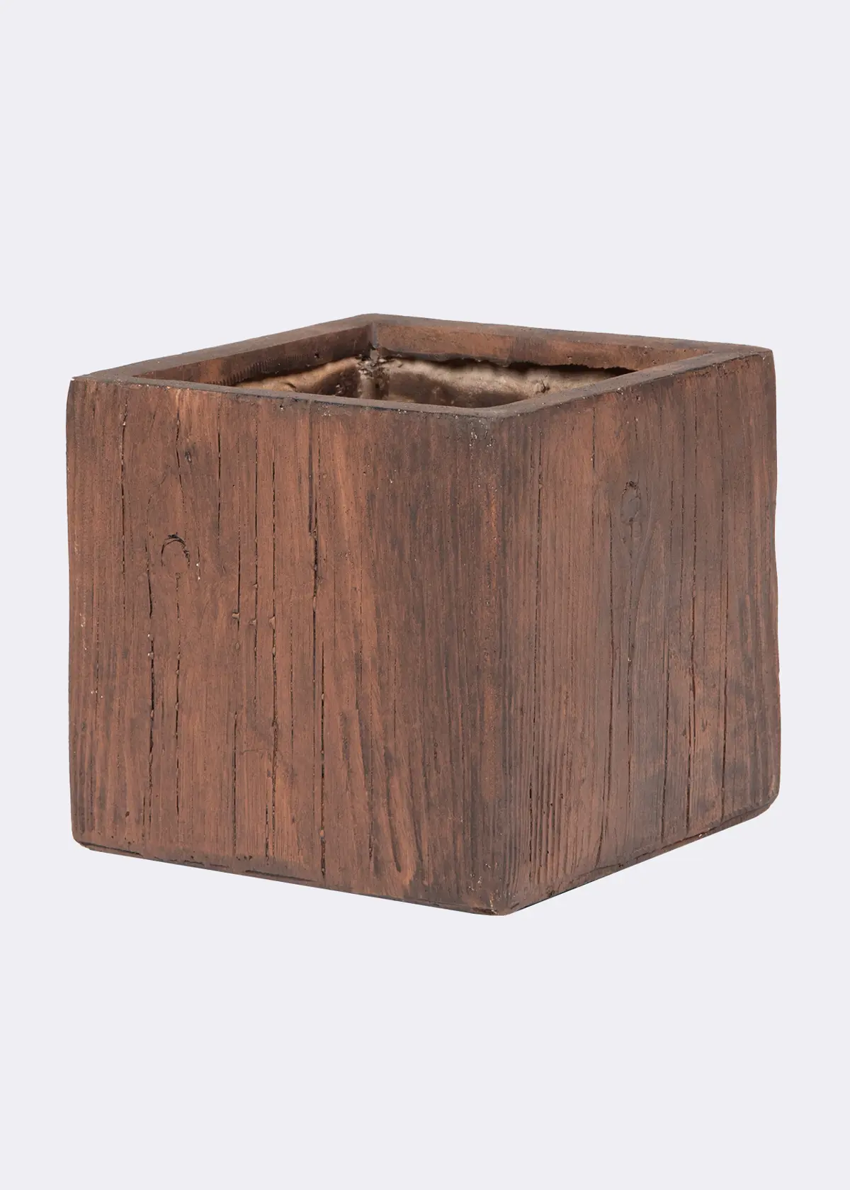 A photo of Wood Effect Square Outdoor Pot 24cm