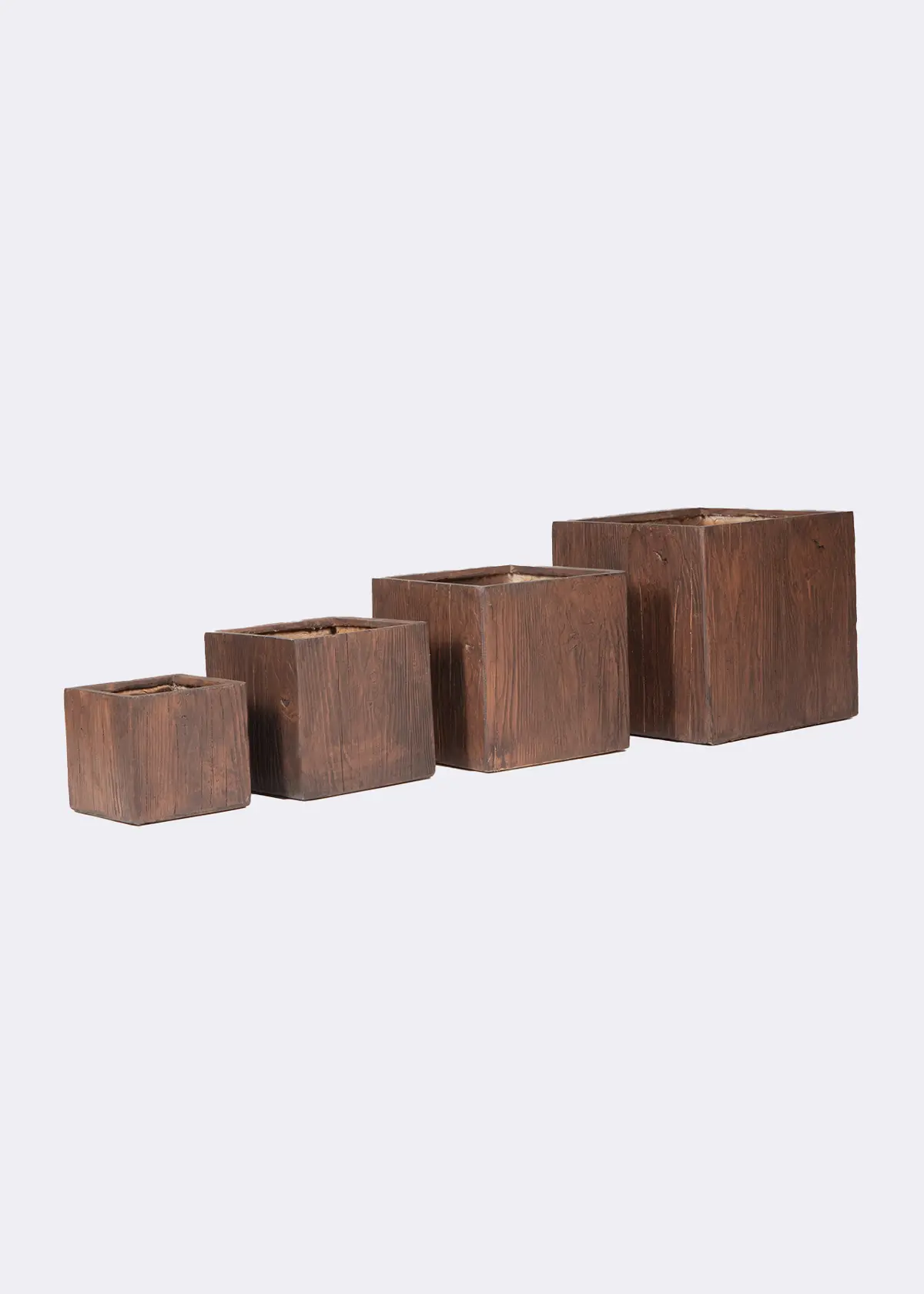 A photo of Wood Effect Square Outdoor Pot 24cm