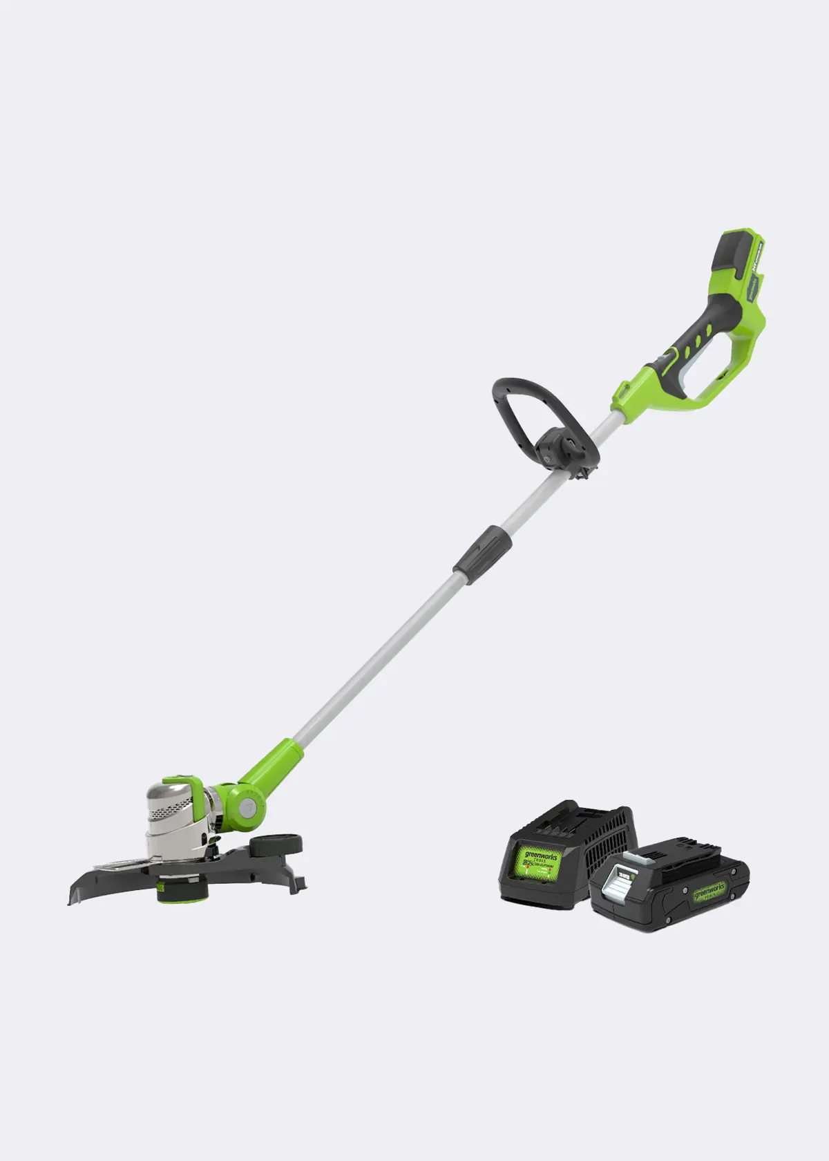 A photo of Greenworks 24V Line Trimmer with Battery and Charger