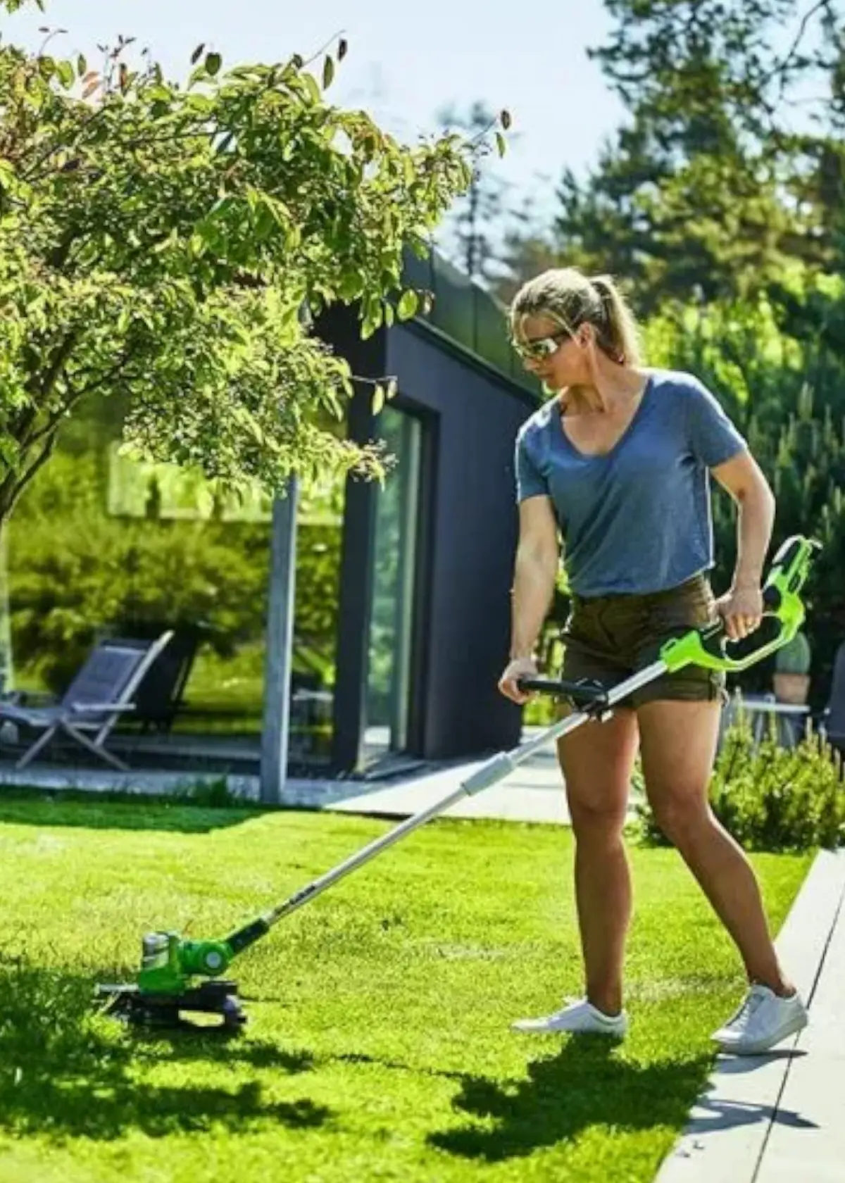 A photo of Greenworks 24V Line Trimmer with Battery and Charger