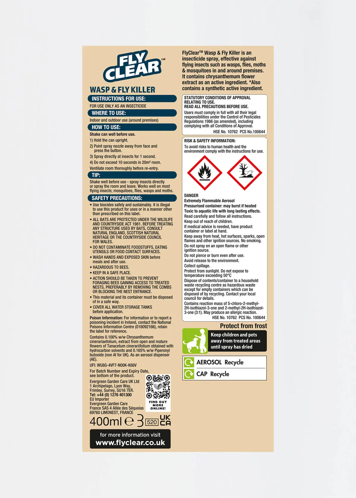 A photo of Clear Wasp & Fly Killer 400ml