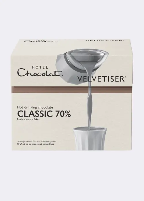 A photo of Hotel Chocolat Classic 70% Hot Chocolate Sachets 10 Pack