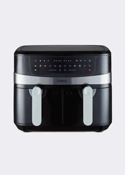 A photo of Tower Vortyx Dual Basket Digital Air Fryer Black