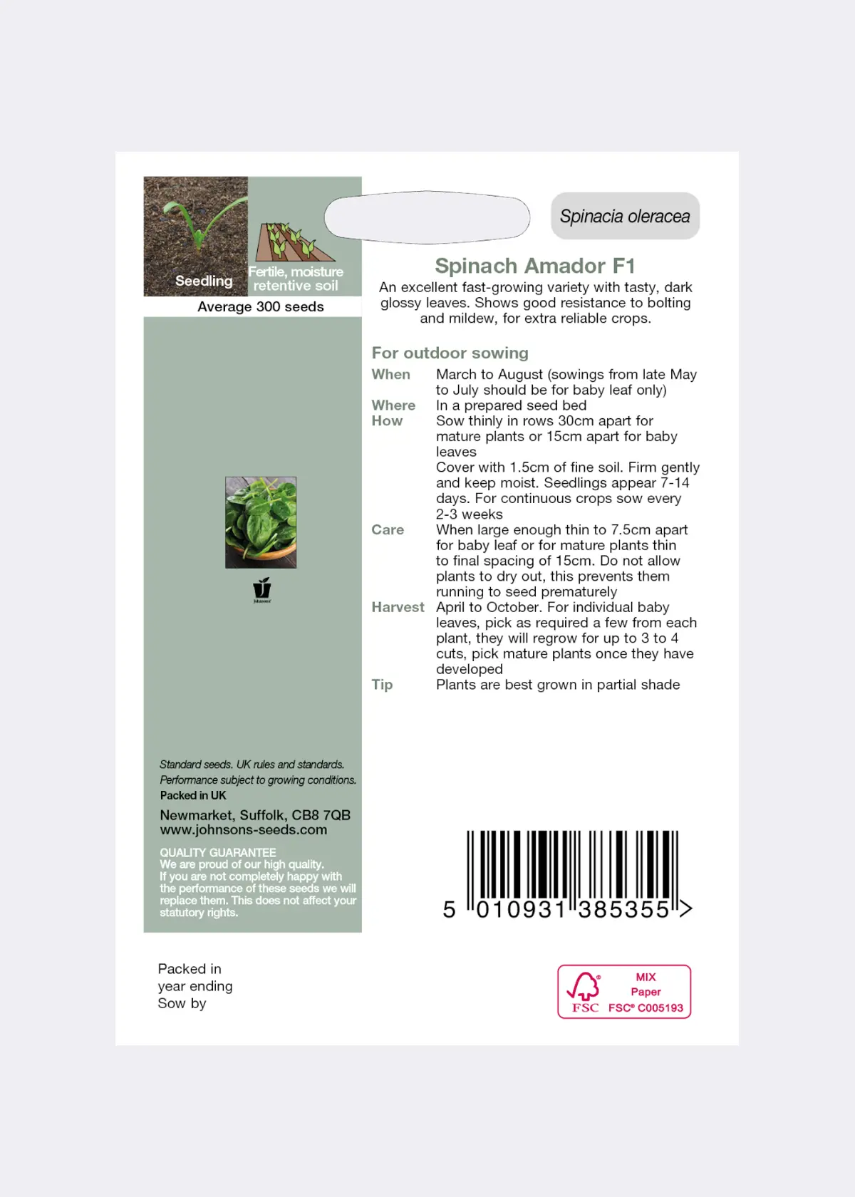 Spinach Amador F1 Seeds