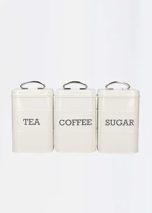 Three Piece Storage Tin Set Cream