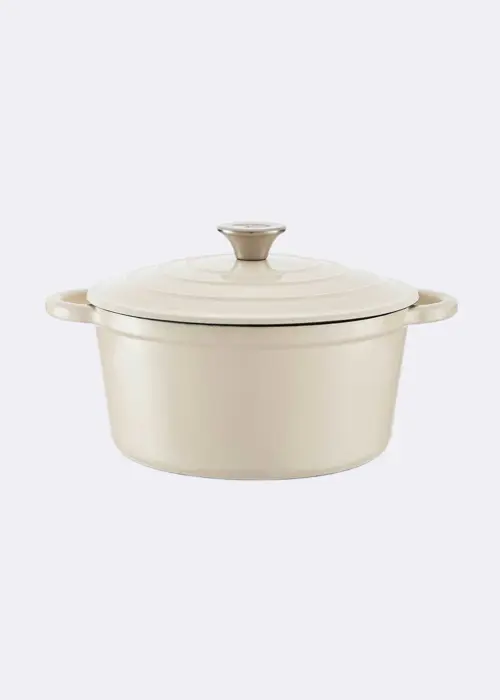 A photo of Cast Iron Round Casserole Dish 24cm Cream