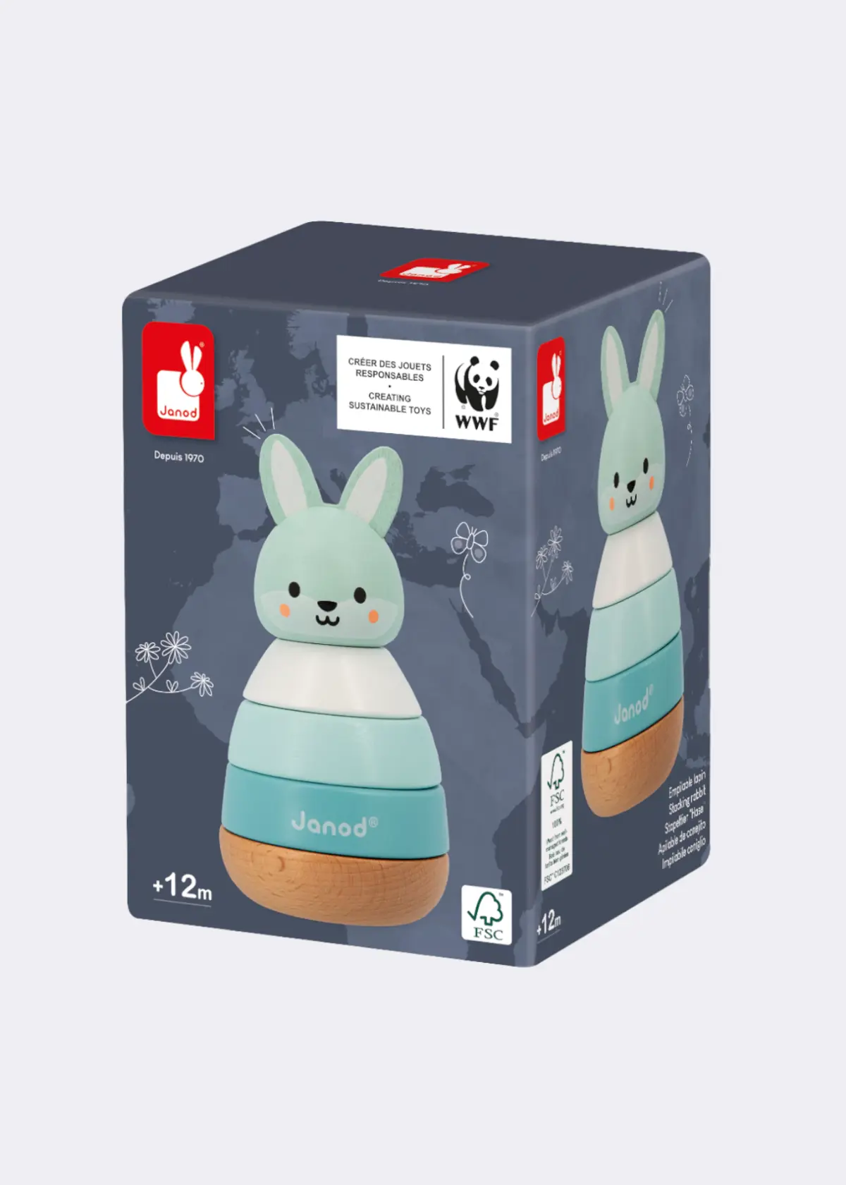 A photo of Stacking Rabbit Wooden Toy