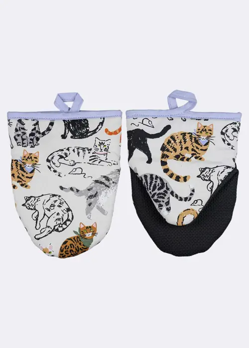 A photo of Feline Friends Cotton Microwave Mitts