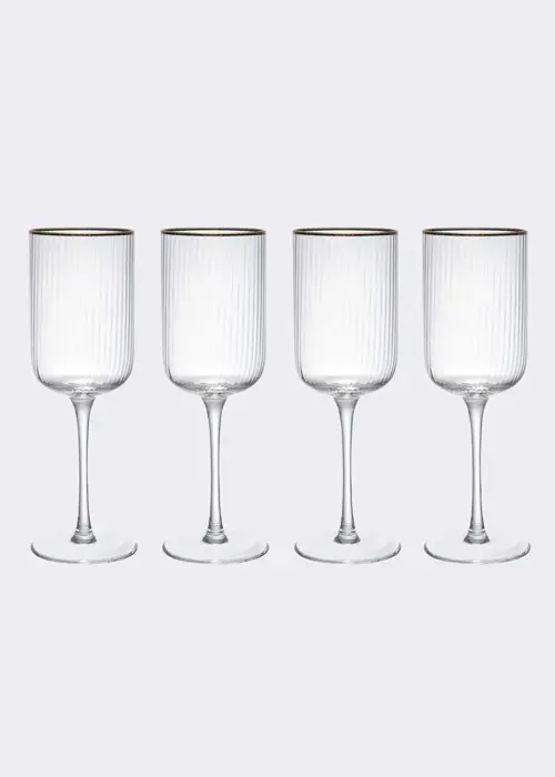 A photo of Set Of 4 Sorrento Ribbed Red Wine Glasses