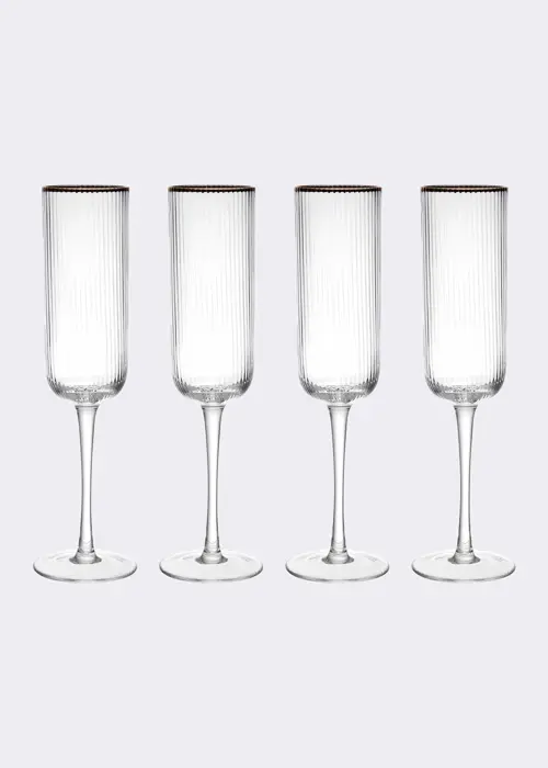 A photo of Set Of 4 Sorrento Ribbed Champagne Flutes