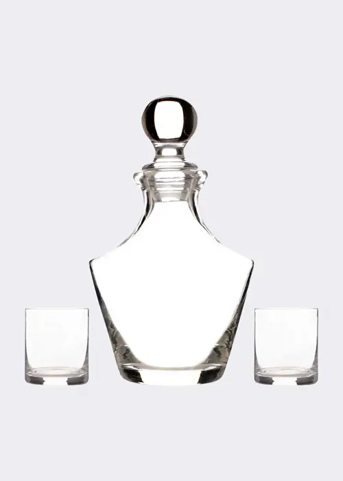 Handmade 1L Decanter With Old Fashioned Glasses