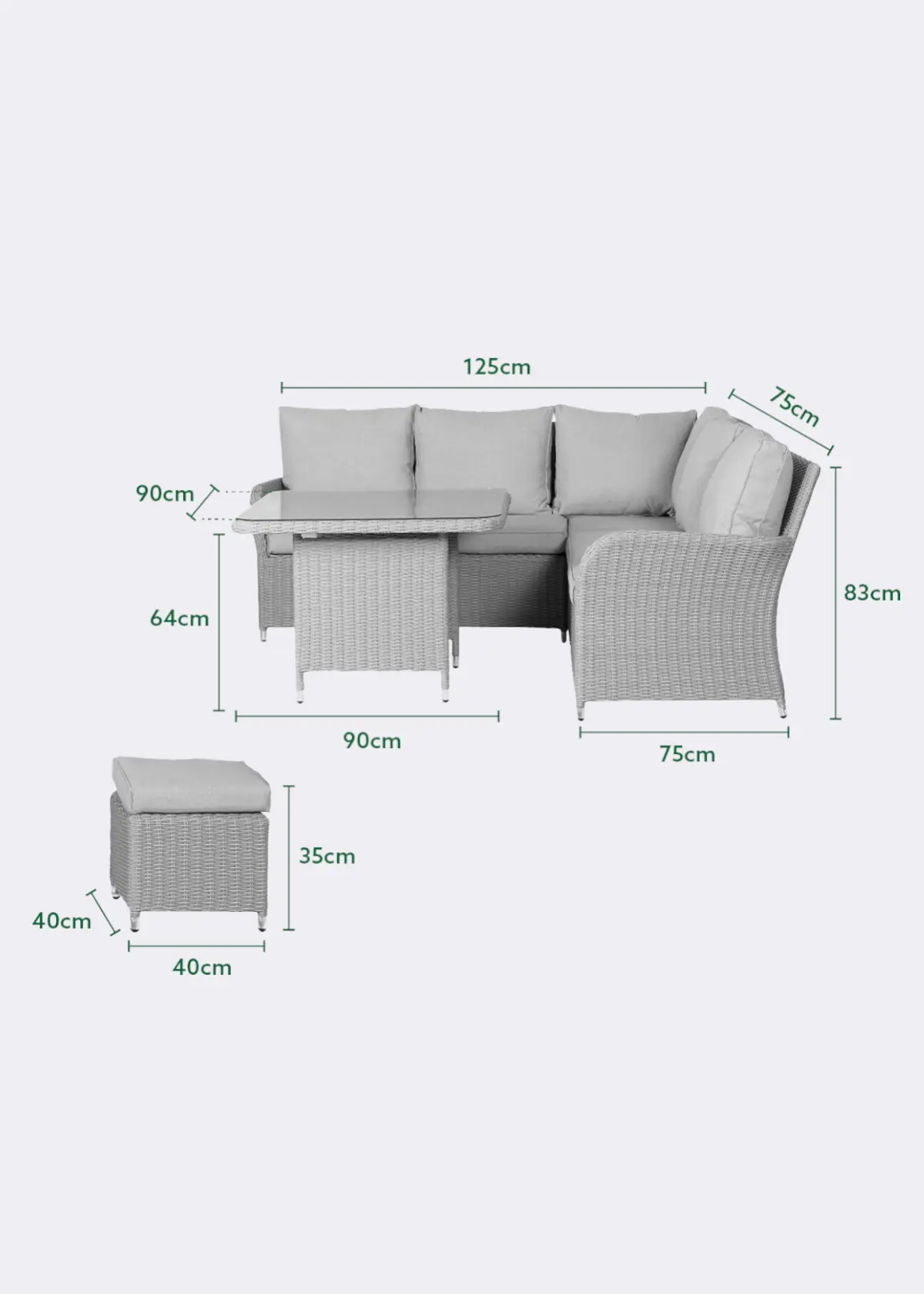 A photo of Malmo Mini Modular Garden Sofa Set