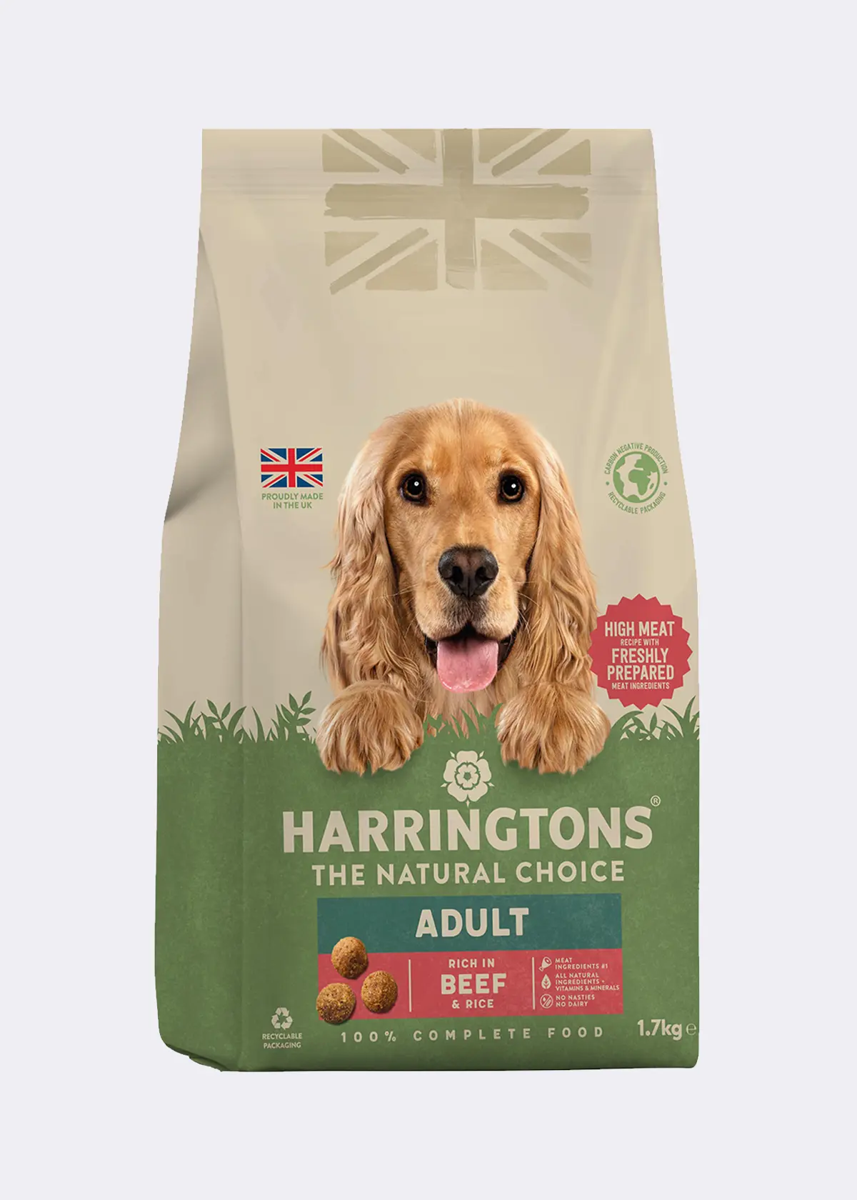 A photo of Harringtons Complete Beef Dog Food 1.7kg