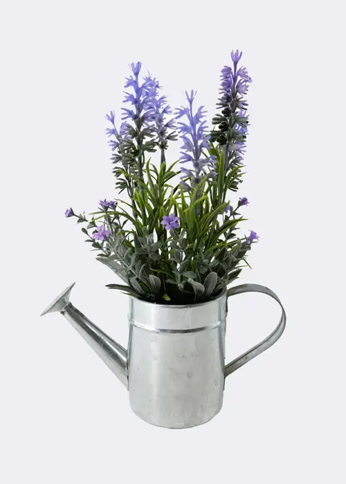 Faux Lavender in Watering Can