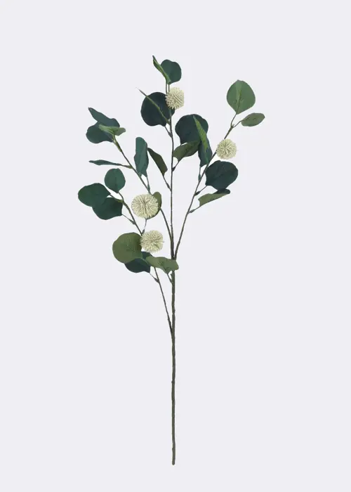 Faux Eucalyptus & Pom Pom Stem 70cm
