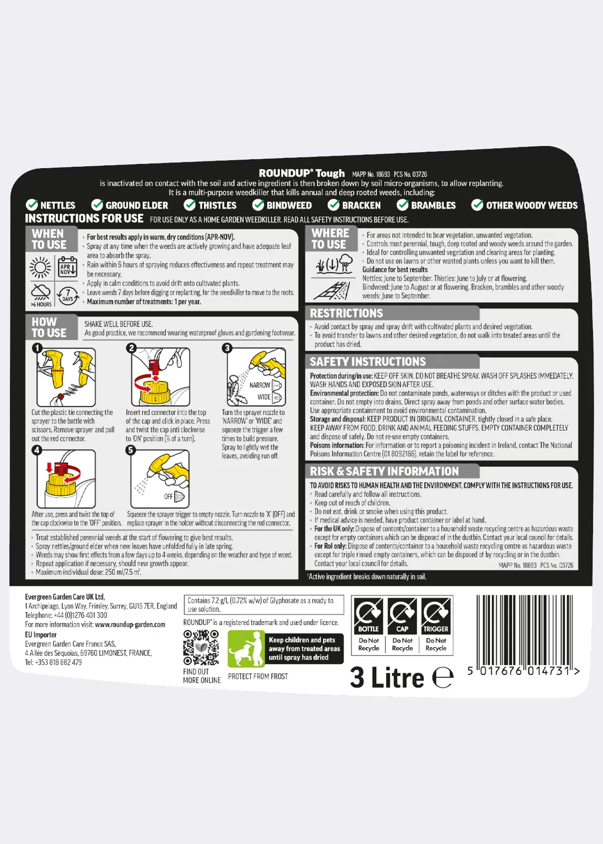 A photo of Roundup Tough Ready-To-Use Weedkiller 3L