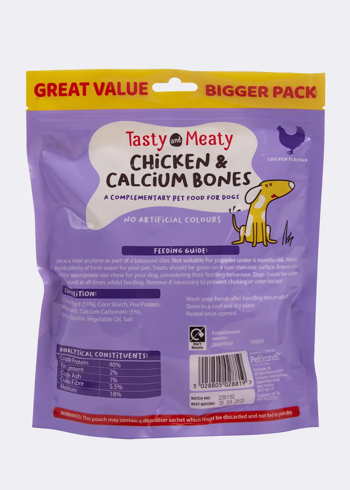 A photo of Tasty & Meaty Chicken & Calcium Bones 350g