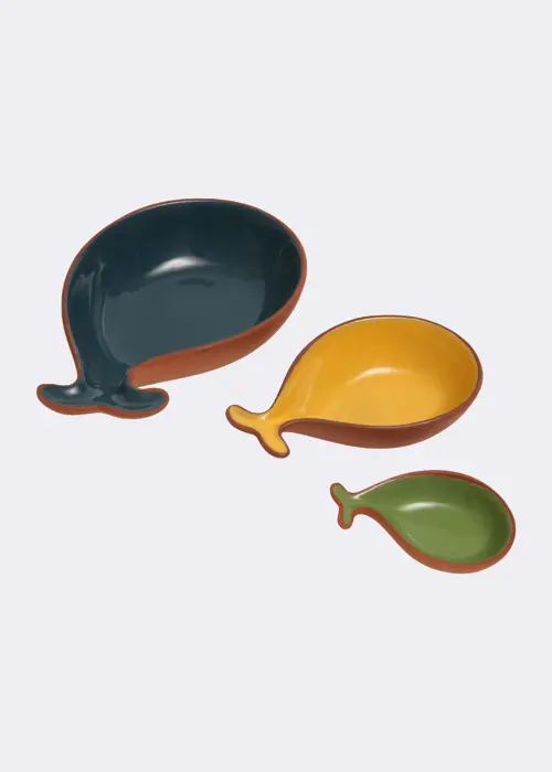 Sintra Set of 3 Glazed Terracotta Fish Tapas Dishes