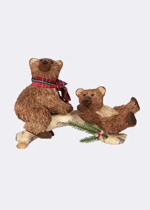 A photo of Bristle Bears Playing On Log Decoration 28cm
