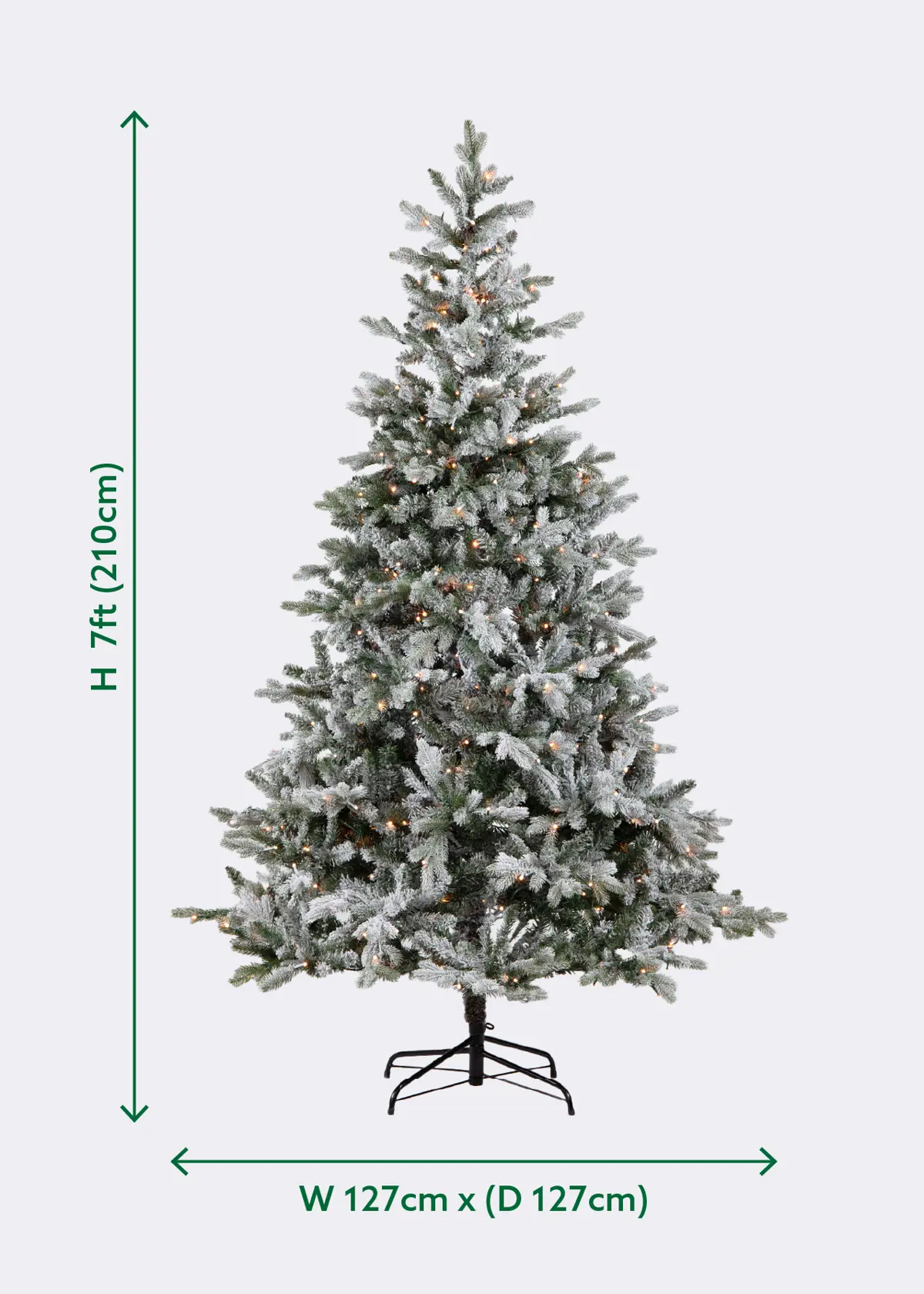 A photo of 7ft Benmore Snowy Pre-Lit Artificial Christmas Tree