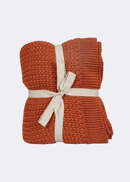 Rust Weave Knitted Throw
