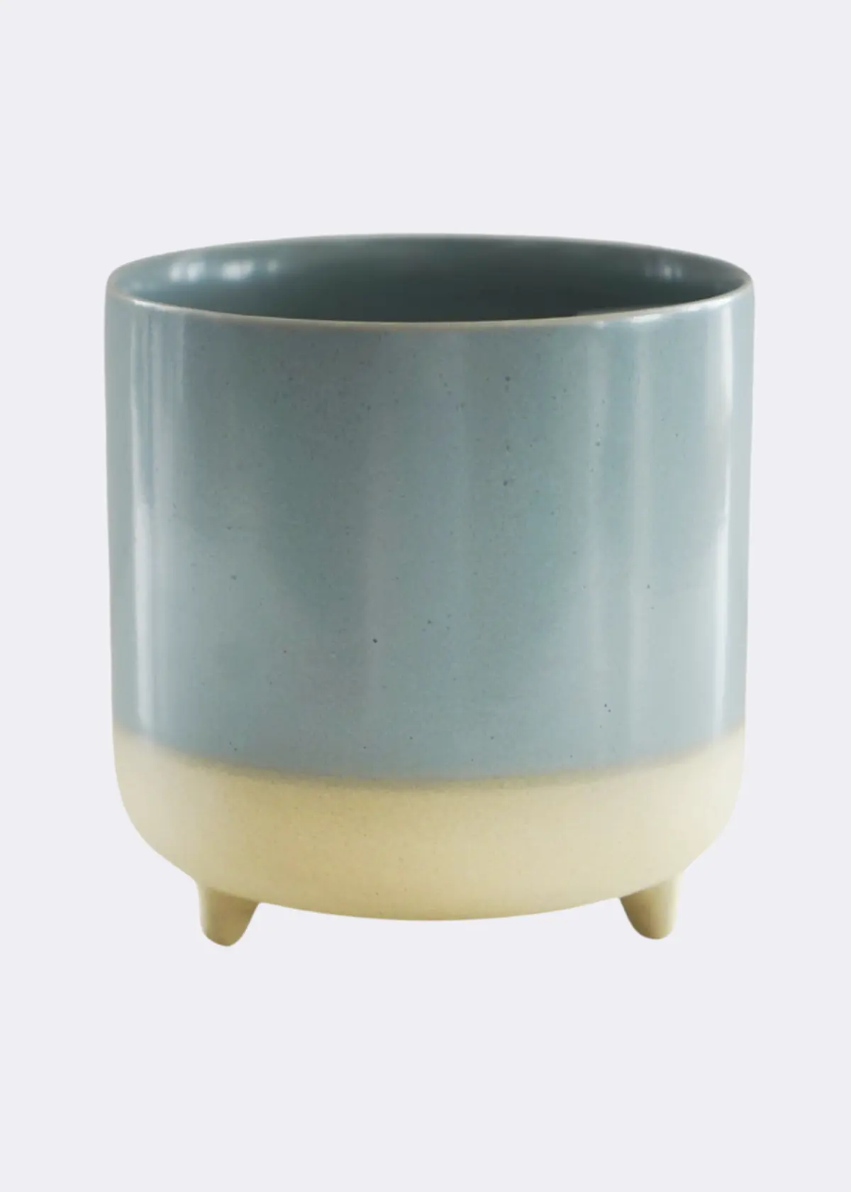 A photo of Jolie Sky Blue Matte Reactive 3 Leg Pot 12cm