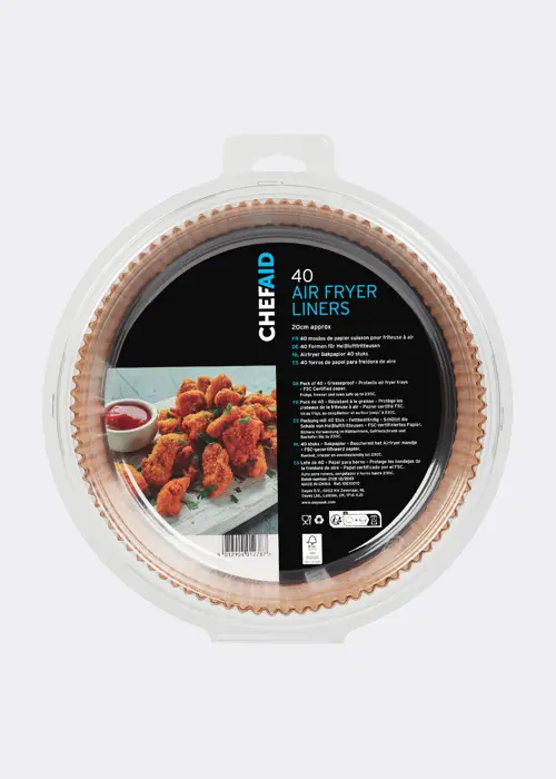 A photo of Pack of 40 Round Air Fryer Liners 20cm