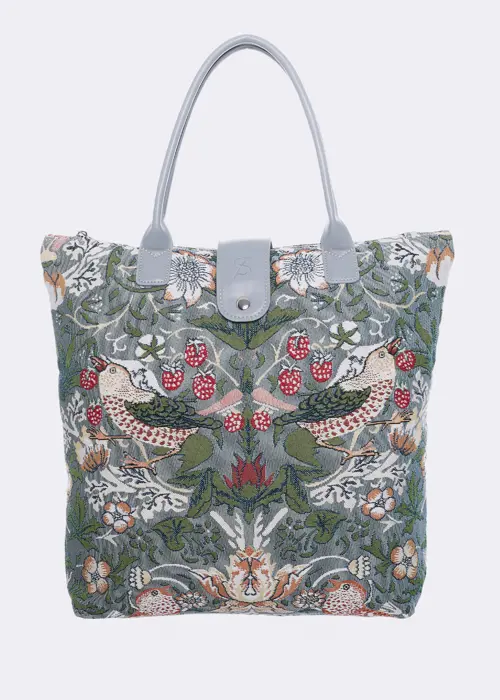 A photo of Strawberry Thief Grey Foldable Bag