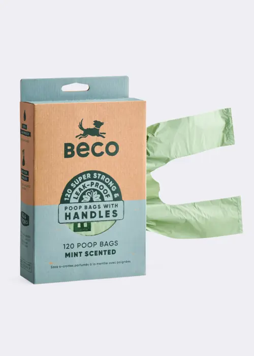 Pack of 120 Beco Mint Scented Poop Bags With Tie Handles