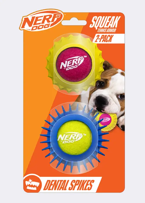 Pack of 2 Nerf 2.5in Rubber Squeak Tennis Armor Balls