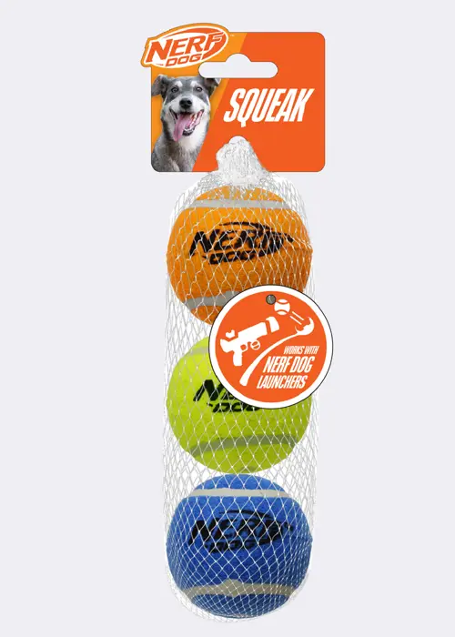 Pack of 3 Nerf 2.5in Squeak Tennis Balls