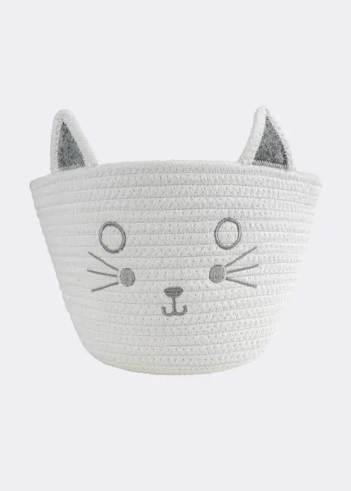 Storage Basket White Cat