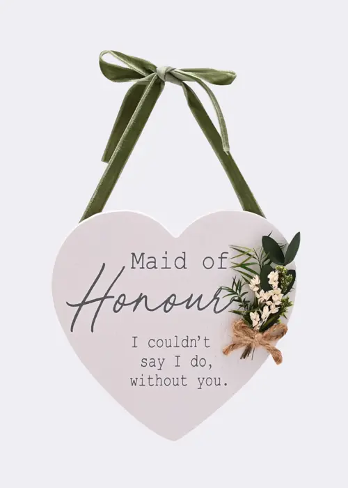 A photo of Love Story Maid Of Honour Mini Plaque Decoration