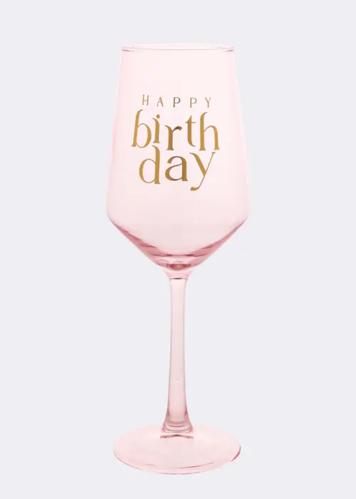 A photo of Confetti Birthday Wine Glass