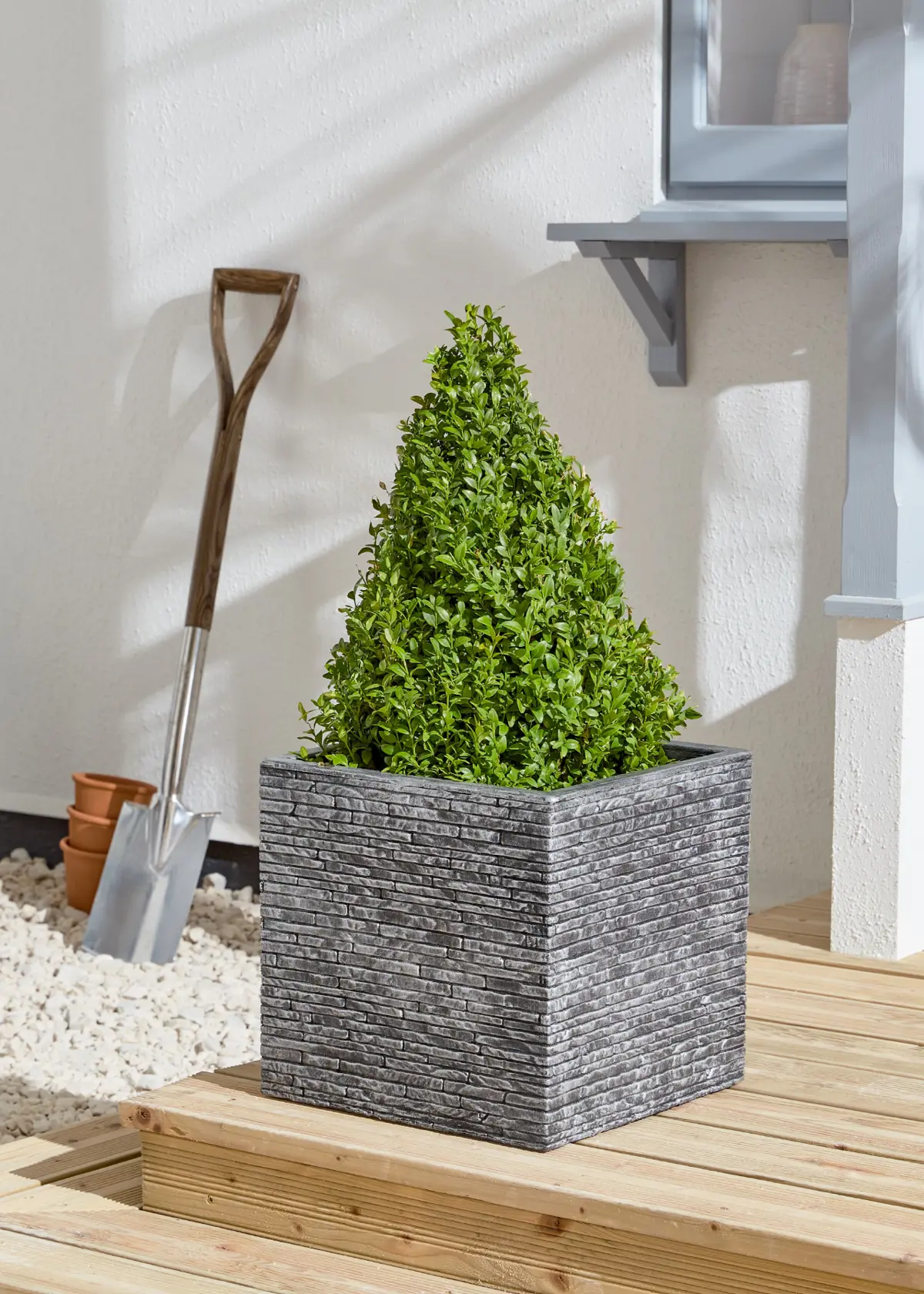 A photo of Slate Square Planter 32cm Pewter