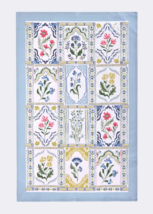 Boho Floral Cotton Tea Towel