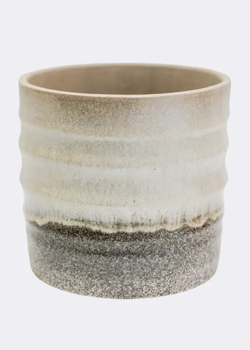 A photo of Gia Rippled Two Tone Stone Granite Pot 14cm