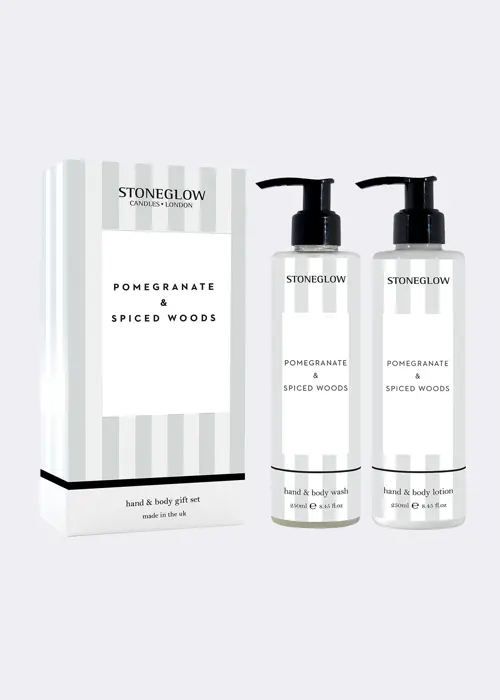 A photo of Pomegranate & Spiced Woods Hand & Body Wash & Lotion Gift