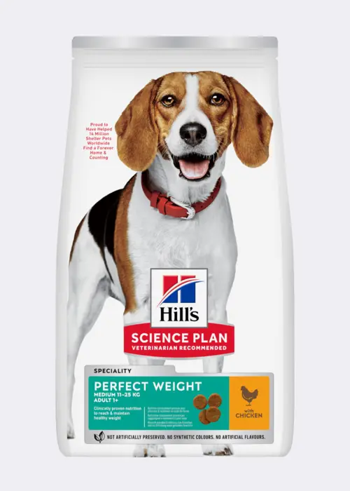 A photo of Hill's SP Adult Perfect Weight Medium Dry Dog Chicken 2kg