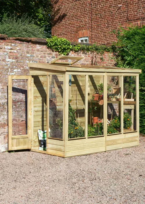 8x4 Wallscape Lean-to Greenhouse Solid Back