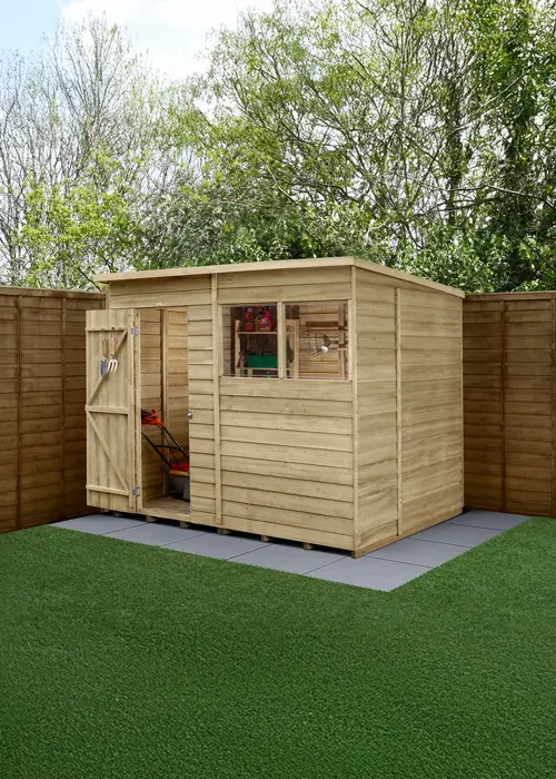 4LIFE Wooden Pent Shed 8x6 With Single Door & 2 Windows