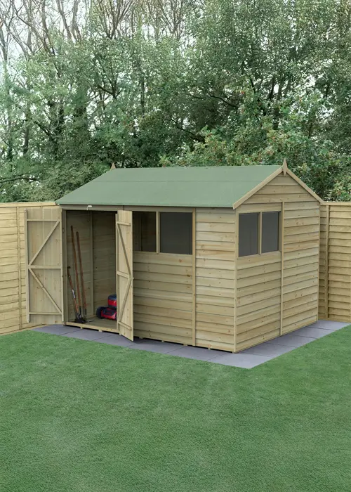 4LIFE Reverse Apex Shed 10x8 With 4 Windows (Installed)