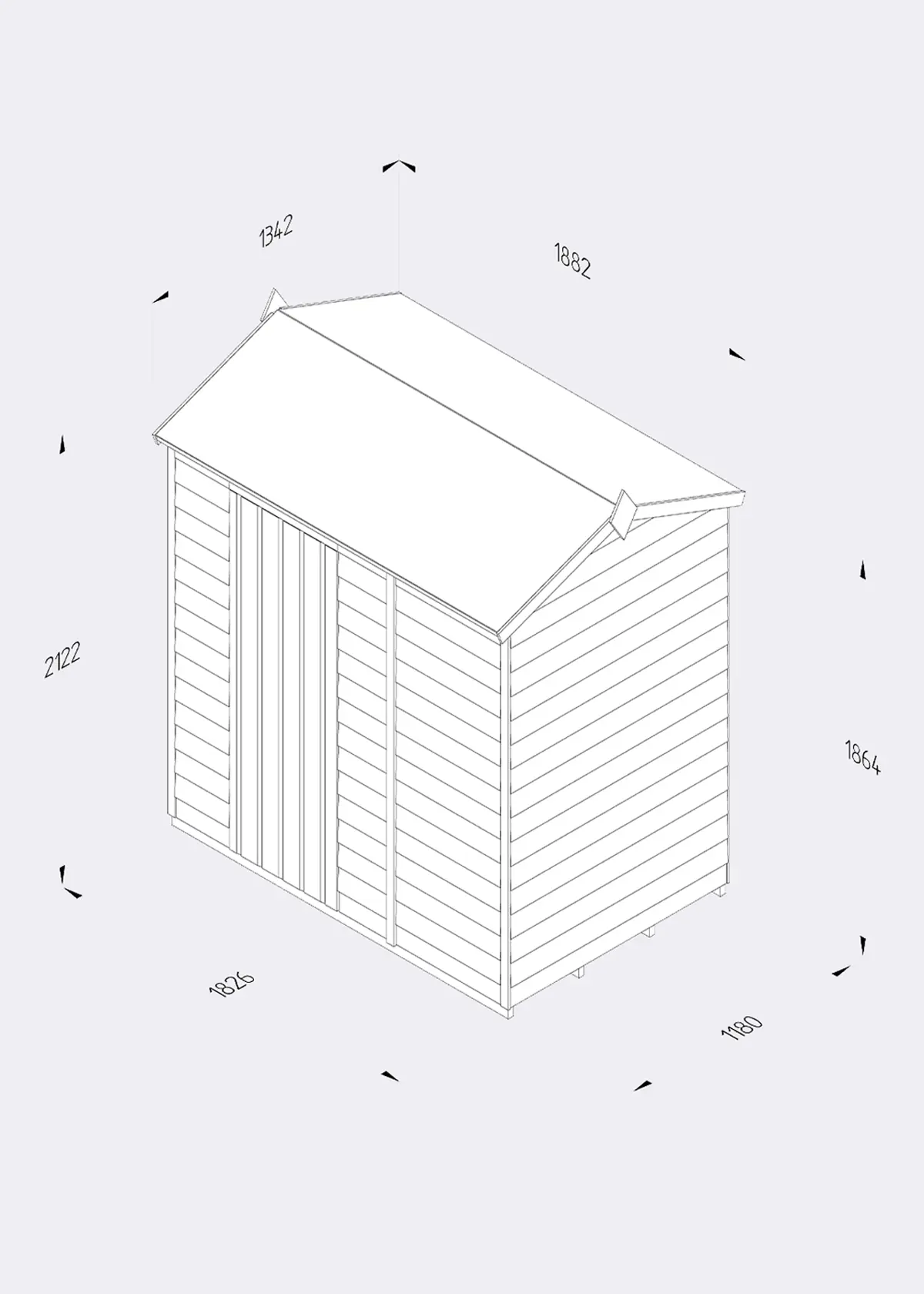 4LIFE Reverse Apex Wooden Shed 6x4 With Single Door
