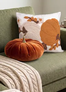 Velour Pumpkin Cushion 16cm Orange