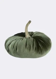 Velour Pumpkin Cushion 15cm Green
