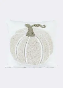 Emboirdered Pumpkin Cushion 45x45cm Natural
