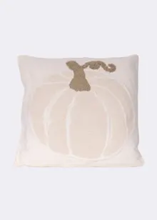 Emboirdered Pumpkin Cushion 45x45cm Natural