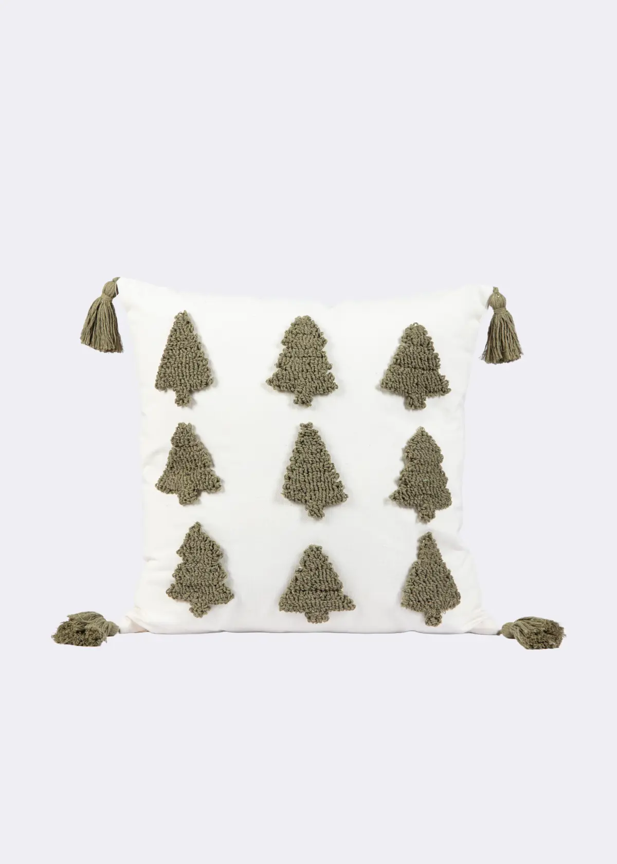 A photo of Embroidered Christmas Tree Cushion 45x45cm Green & White