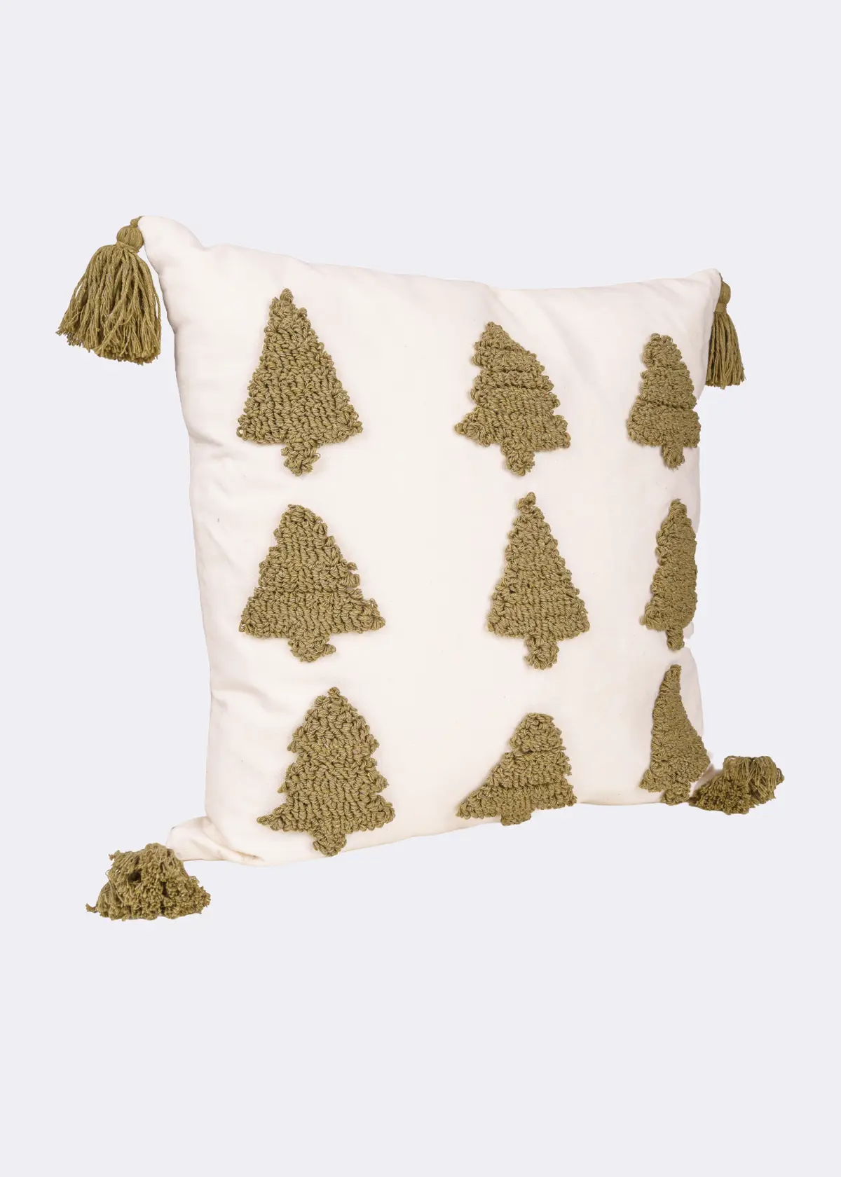 A photo of Embroidered Christmas Tree Cushion 45x45cm Green & White