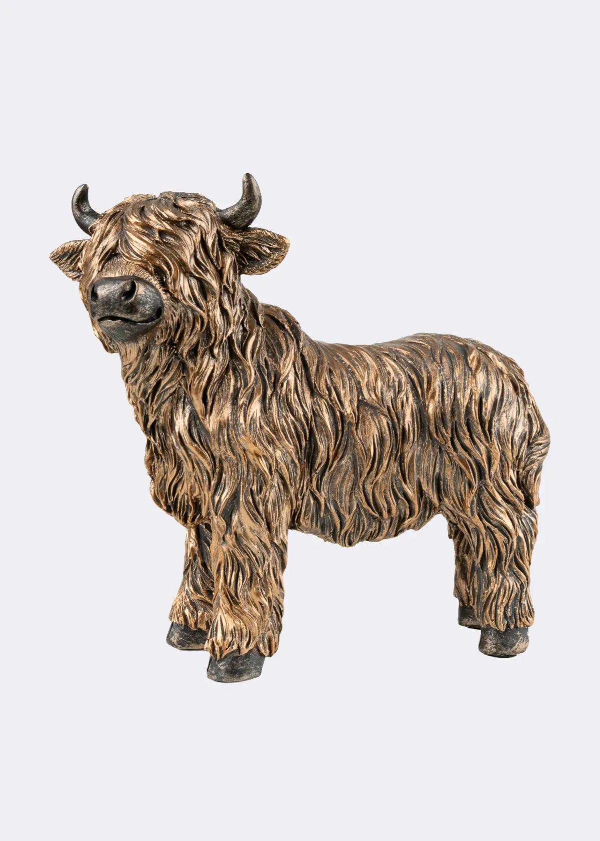 A photo of Resin Highland Cow Ornament 18.5cm Bronze